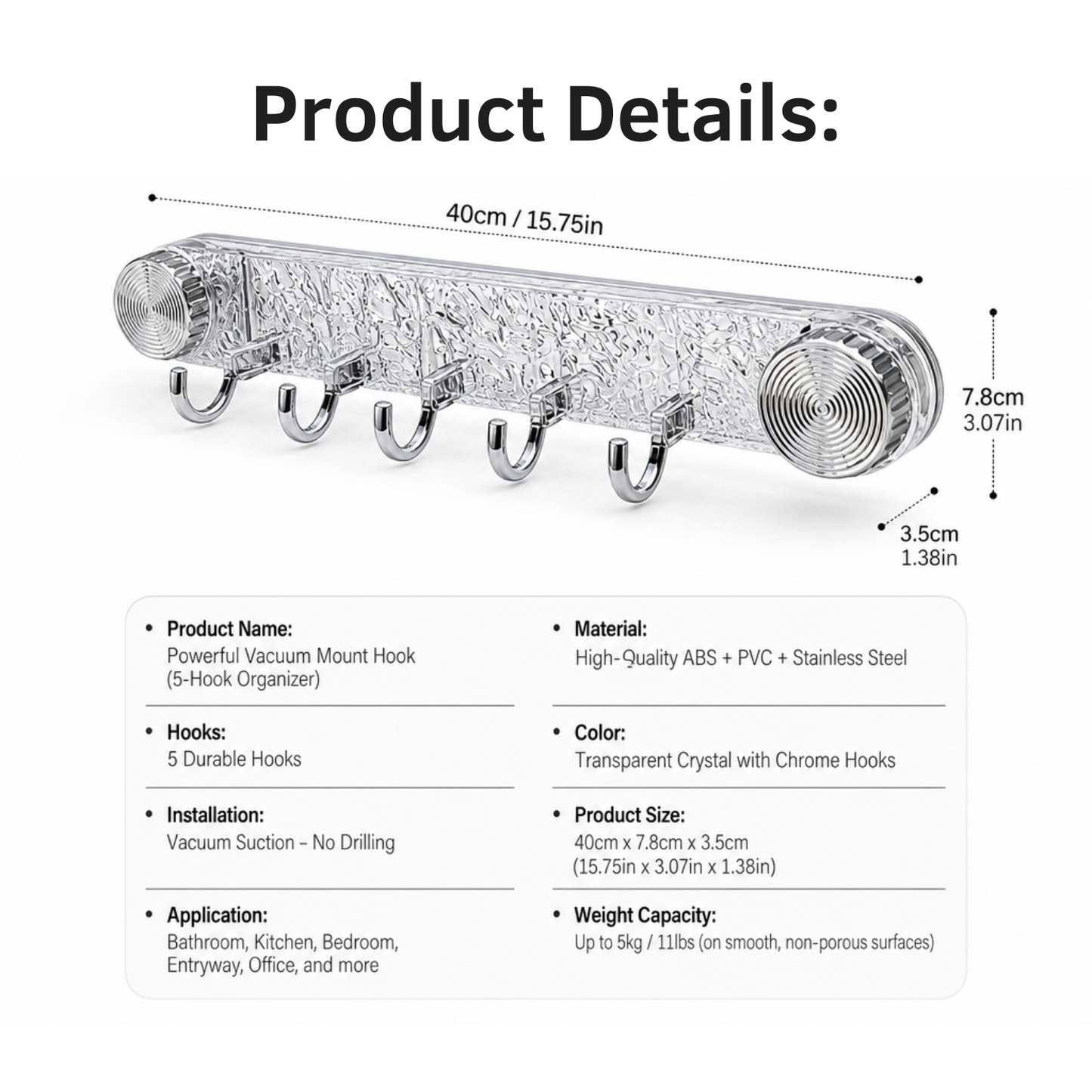 Powerful Vacuum Mount Hook