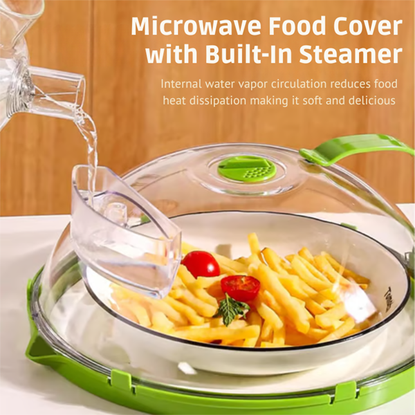 Microwave Food Cover with Built-In Steamer