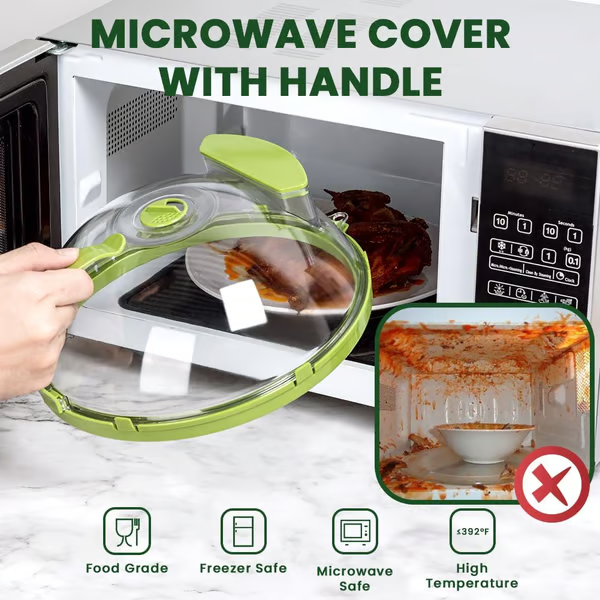 Microwave Food Cover with Built-In Steamer