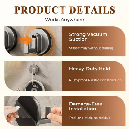 Heavy-Duty No-Drill Strong Suction Cup Utility Hook
