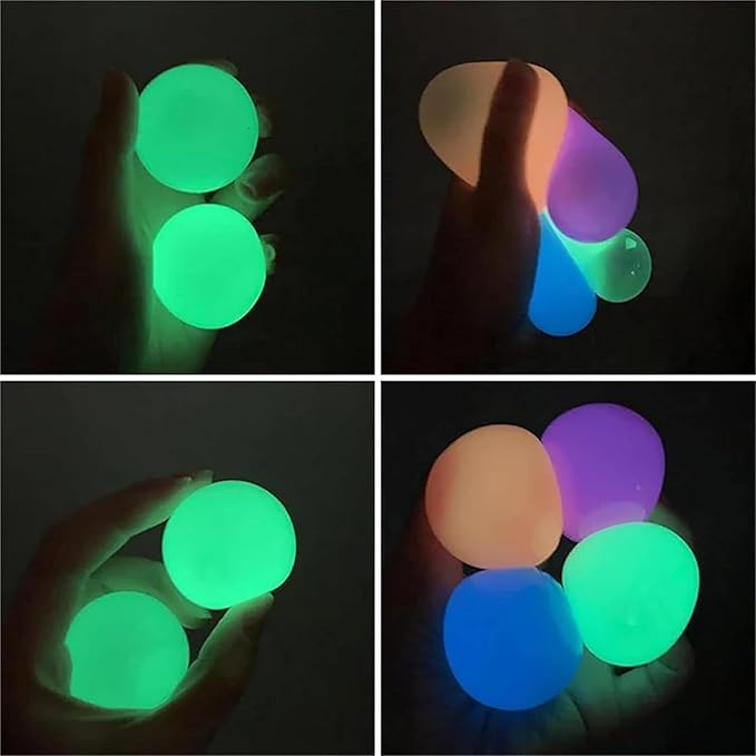 Glow in the Dark Sticky Balls for Ceiling & Wall (4 PCS)