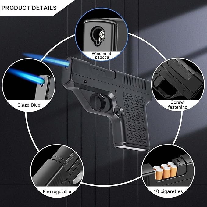 Gun Lighter with Cigarette Case