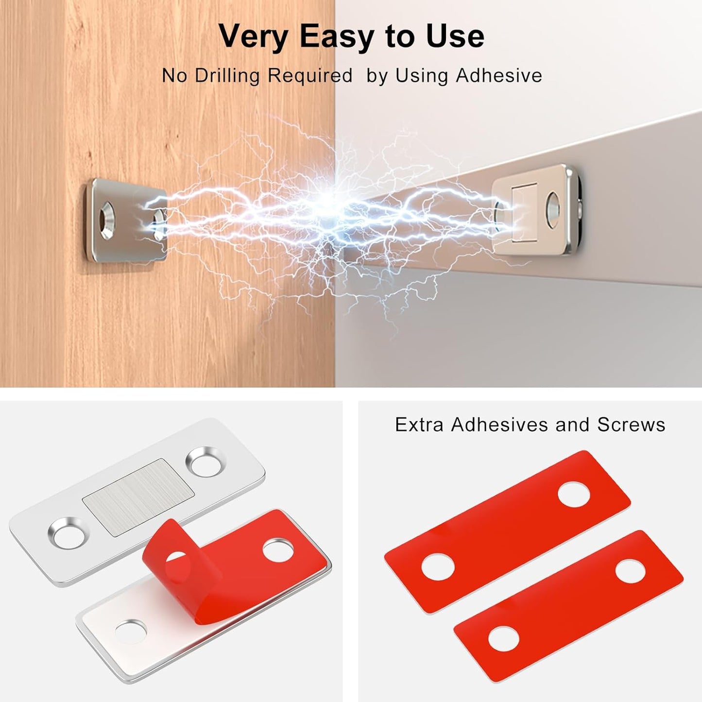 Ultra-Thin Self-Adhesive Magnetic Cabinet Door Catch (1 Set)