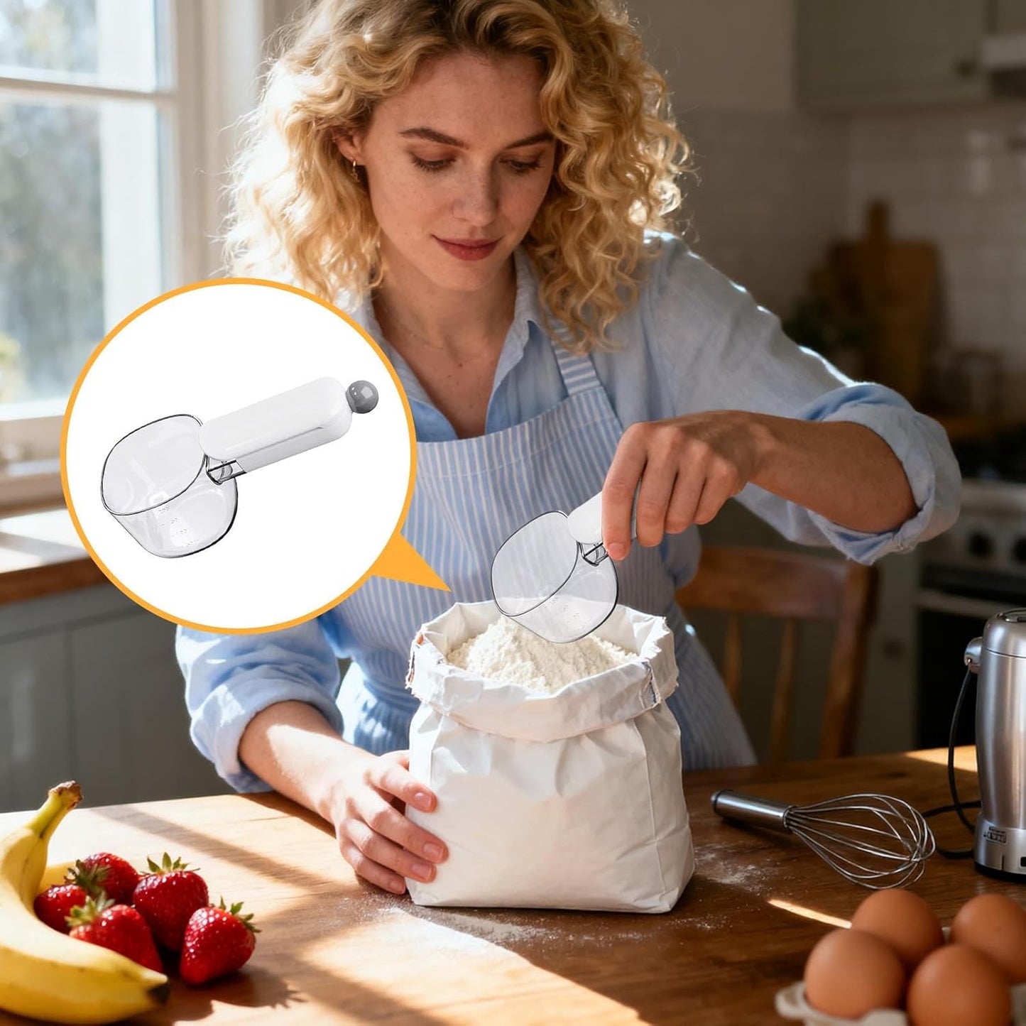 Flour Measure With Kitchen Clips for Sealing Bags