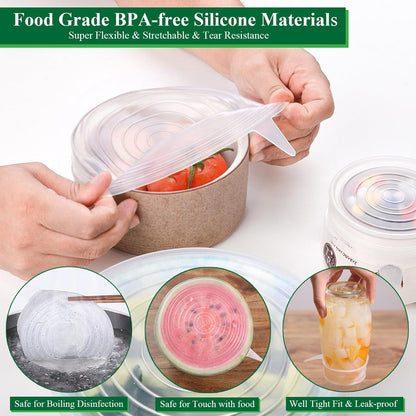 Set of 4 Food-Grade Silicone Food Storage Covers