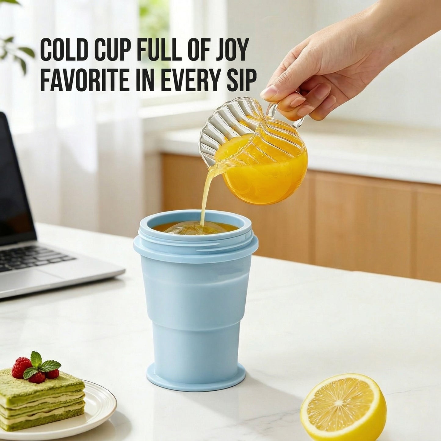 New Portable Silicone Folding Ice Hockey Cup With Built-in Straw
