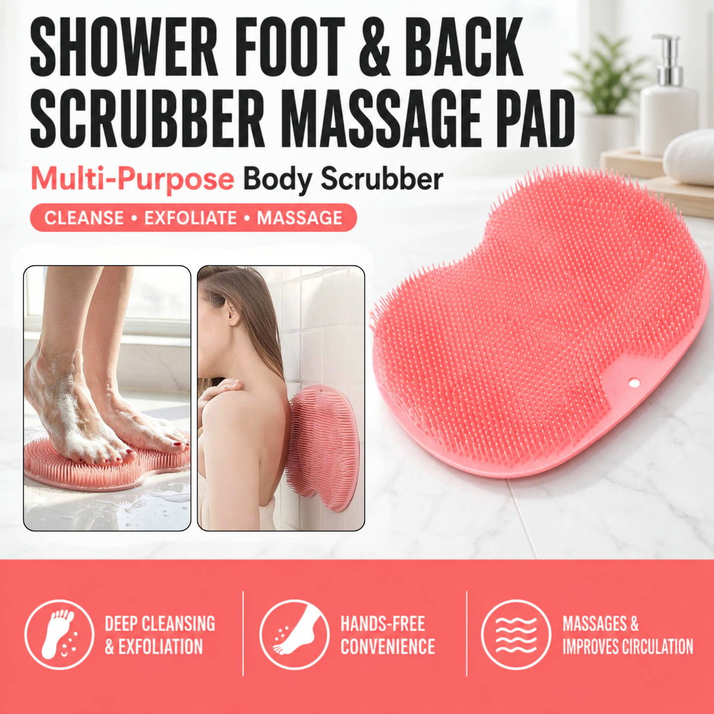 Shower Foot & Back Scrubber Massage Pad