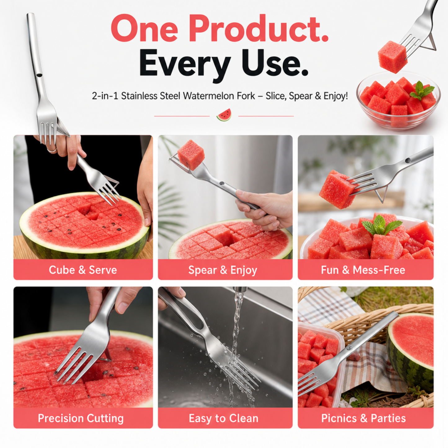 2-in-1 Stainless Steel Watermelon Fork PRO