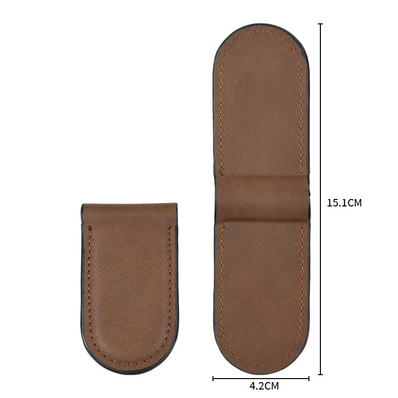Faux Leather Magnetic Money Clip Wallet