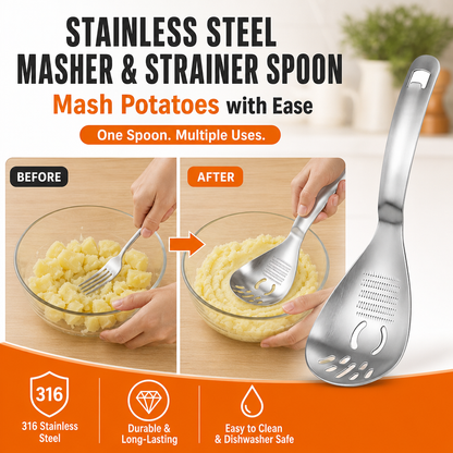 Stainless Steel Masher & Strainer Spoon