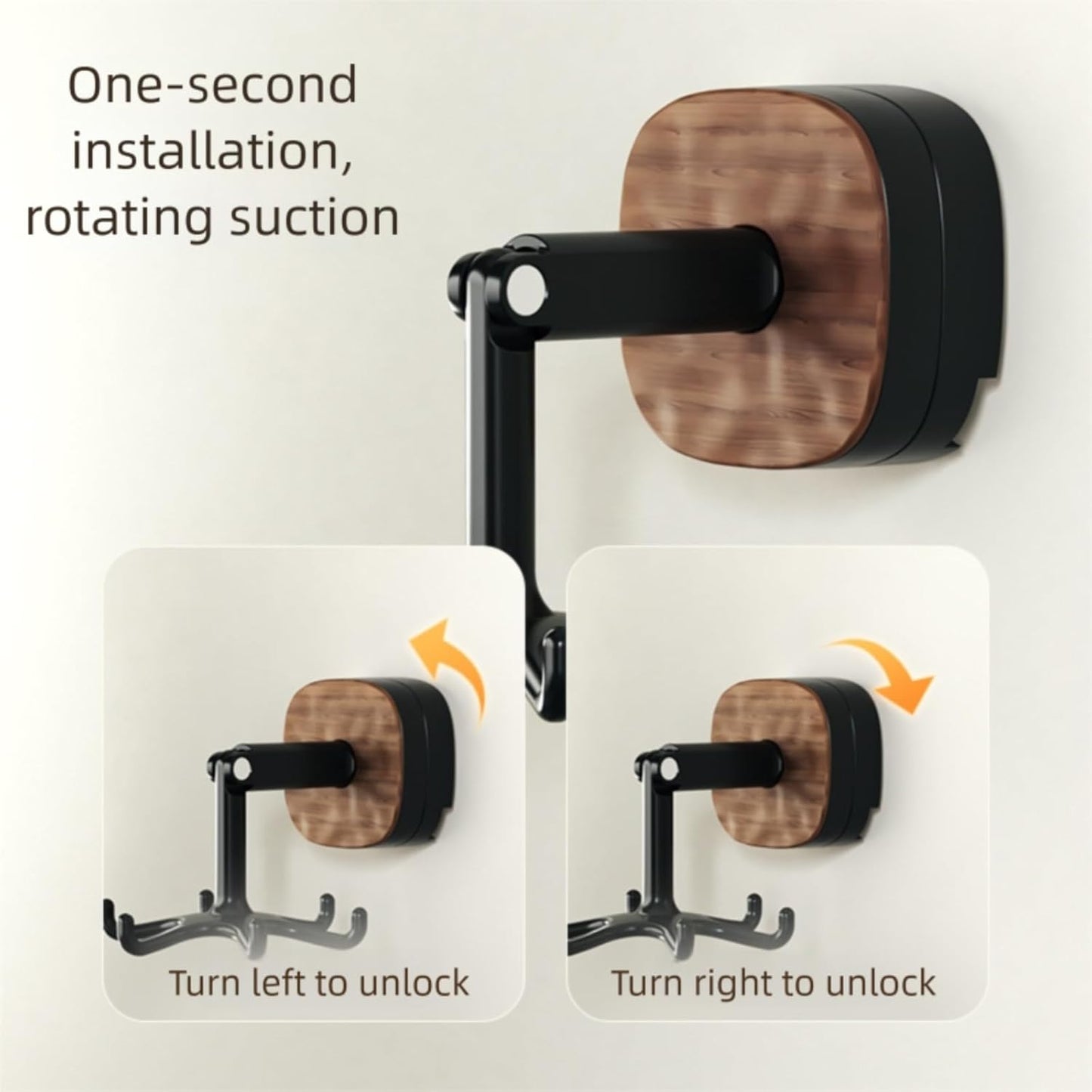 Kitchen Rotating Suction Cup Hook Wall-Mounted Storage Rack