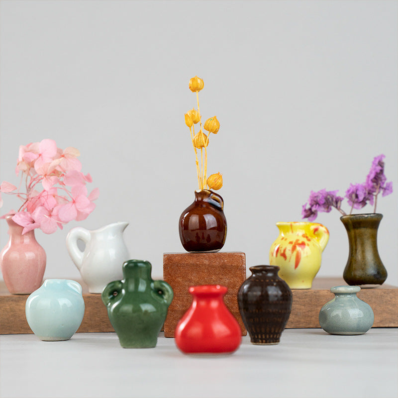 4PCS Handmade Refrigerator Magnets - Cute Mini Ceramic Vase Fridge Magnets with Artificial Flowers PRO