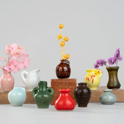 4PCS Handmade Refrigerator Magnets - Cute Mini Ceramic Vase Fridge Magnets with Artificial Flowers PRO