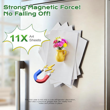 4PCS Handmade Refrigerator Magnets - Cute Mini Ceramic Vase Fridge Magnets with Artificial Flowers PRO