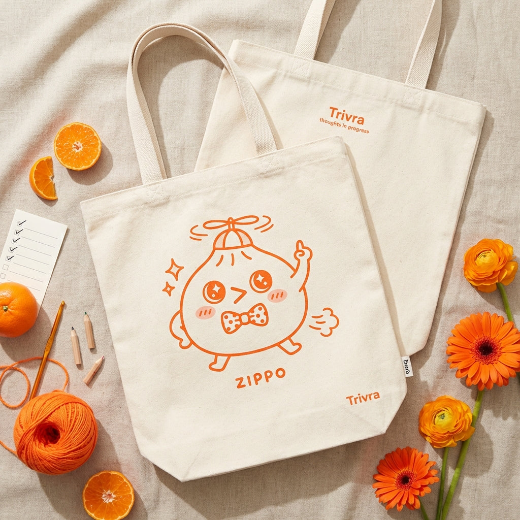 ZIPPO Canvas Tote | Tangerine Orange | Premium Cotton | Trivra